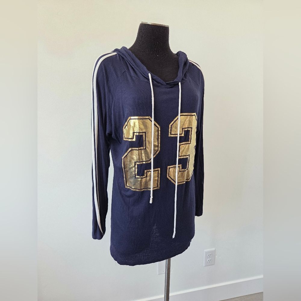 Free Kisses 23 Plus Size 1X Navy Hooded Sweatshirt Lightweight Sporty Casual